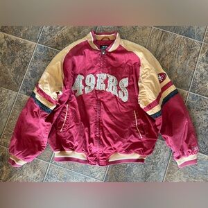 Vintage Mirage NFL San Francisco 49ers Lined Coat Jacket Red Gold Black Men 2XL